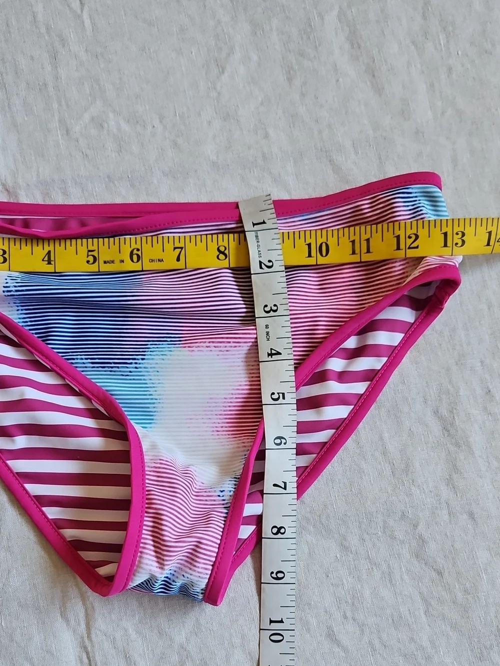 Eddie Bauer Girls Pink and Blue Patterned Two-Piece Reversible Swim Set Sz 14-16